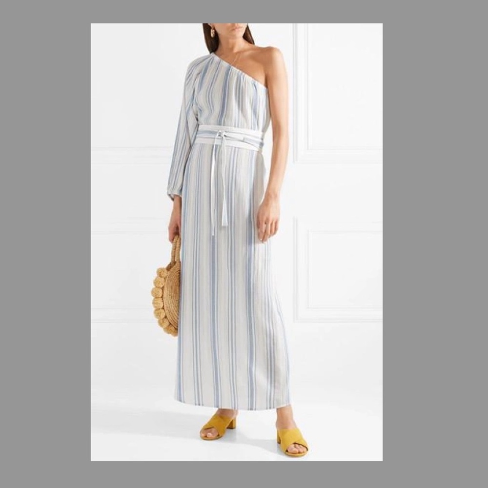 VANESSA BRUNO Ivana one-shoulder striped cotton-gauze dress